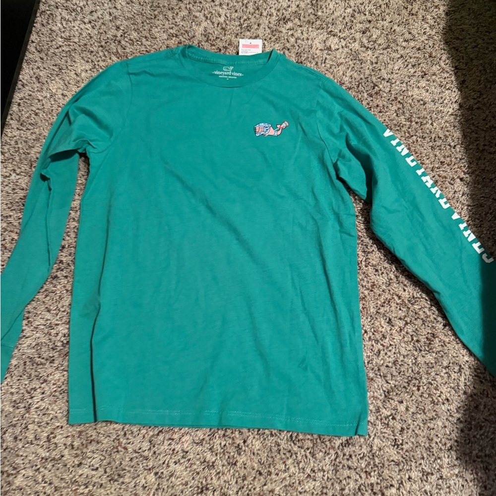 Vineyard Vines Teal Long Sleeve Kids Tee